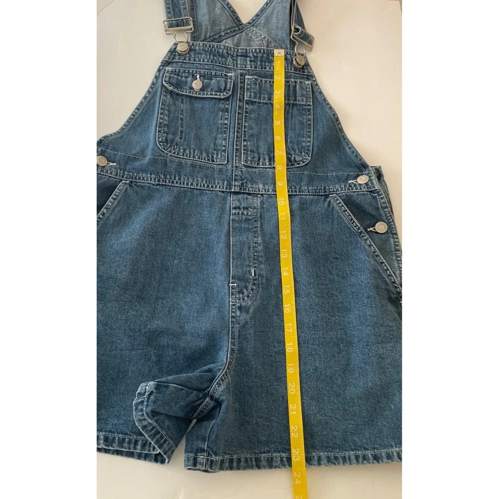 Gap Blue Denim Shortalls Medium Wash 100% Cotton Carpenter Overalls‎ Size Small - Picture 7 of 8